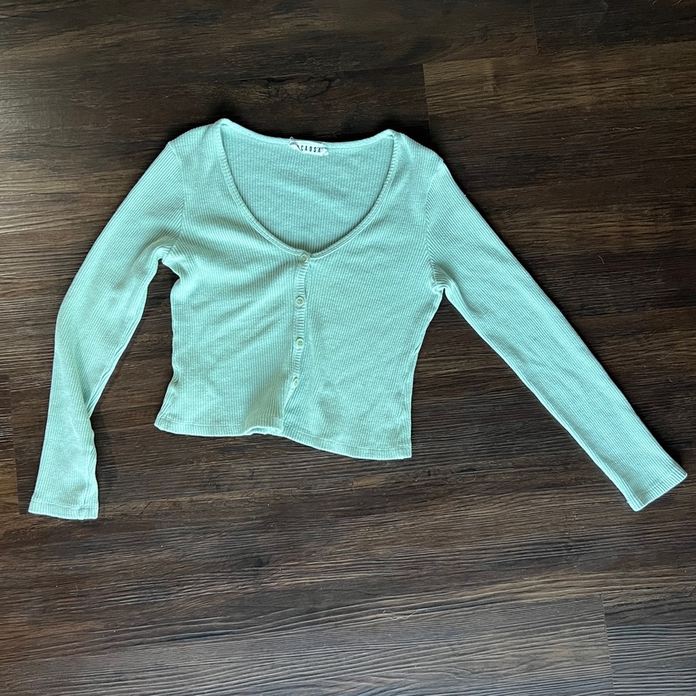 LACAUSA cotton knit cropped sweater size small